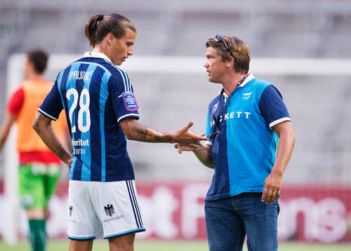 Djurgårdens Aleksandar Prijovic och sportchef Bo Andersson