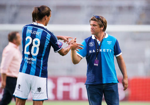 Djurgårdens Aleksandar Prijovic och sportchef Bo Andersson