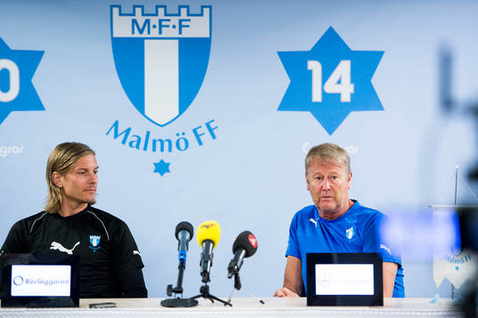 Malmö FFs Markus Halsti och tränare Åge Hareide