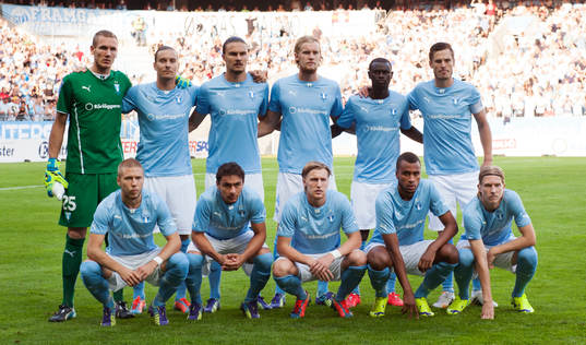 Malmö FFs lagbild målvakt Robin Olsen, Markus Halsti,