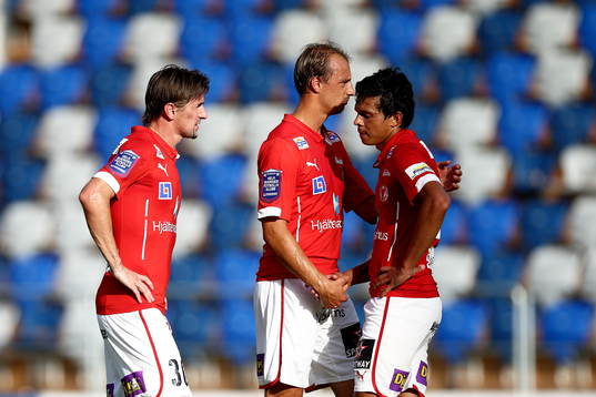 Kalmars Cesar Santin, Pär Eriksson och Romário Pereira