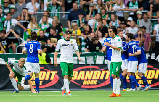 Hammarbys Thomas Guldborg Christensen (v) och Lars Fuhre