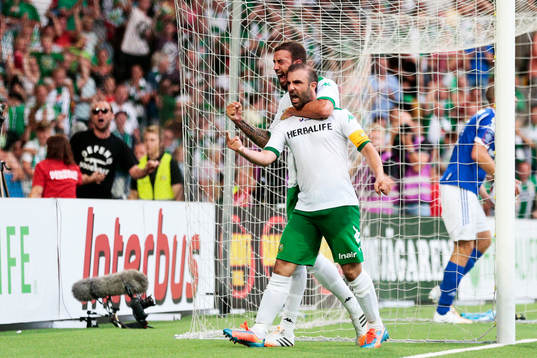 Hammarbys Kennedy Bakircioglu och Andreas Haddad jublar