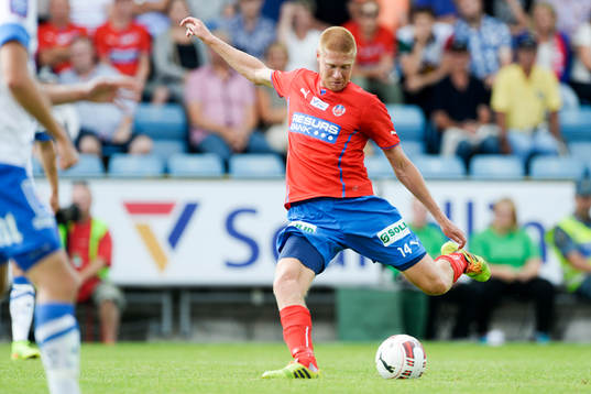 Helsingborgs Markus Holgersson i matchen i allsvenskan