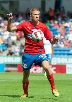 Helsingborgs Markus Holgersson i matchen i allsvenskan