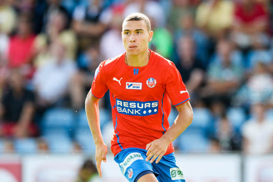 Helsingborgs Jordan Larsson i matchen i allsvenskan mellan