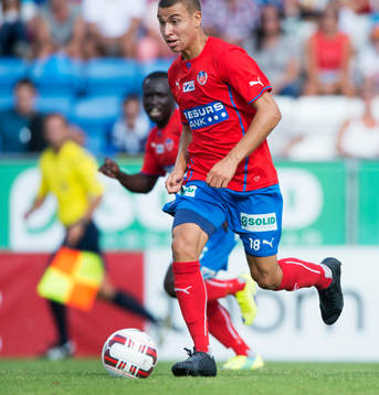 Helsingborgs Jordan Larsson i matchen i allsvenskan mellan