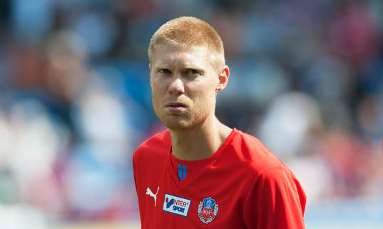 Helsingborgs Markus Holgersson i matchen i allsvenskan