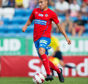 Helsingborgs Jordan Larsson i matchen i allsvenskan mellan