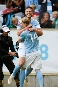 Malmö FFs Markus Rosenberg och Simon Kroon jublar