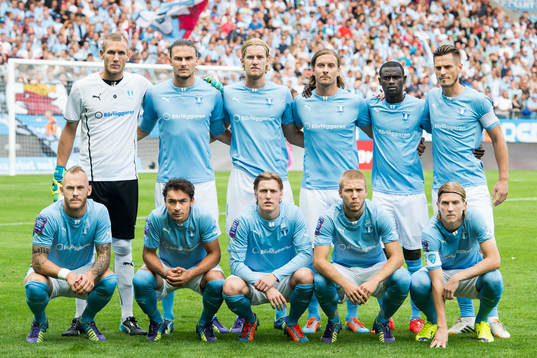 Malmö FFs startelva, övre raden från vänster, Malmö