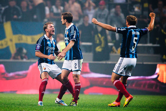 Djurgårdens Martin Broberg, Jesper Arvidsson och Stefan