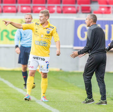 Falkenbergs Patrik Ingelsten och Falkenbergs tränare