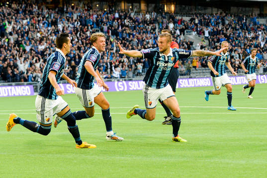 Djurgårdens Aleksander Faltsetas jublar