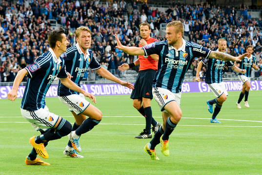 Djurgårdens Aleksander Faltsetas jublar
