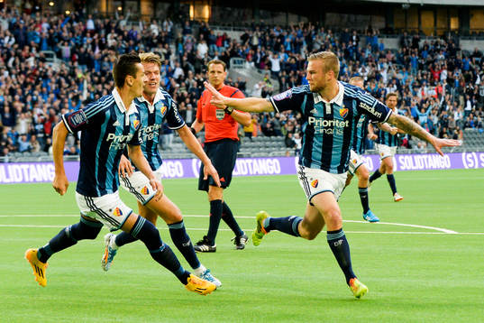 Djurgårdens Aleksander Faltsetas jublar
