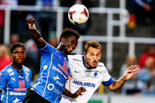 Halmstads King Osei Gyan och Norrköpings Emir Kujovic