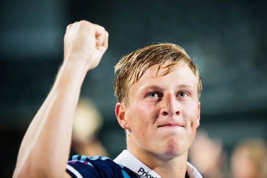 Djurgårdens Emil Bergström jublar