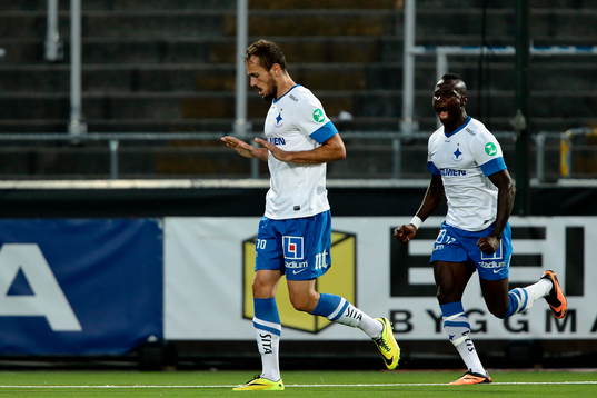 Norrköpings Emir Kujovic håller igen på jublet