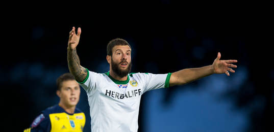 Hammarbys Andreas Haddad i matchen i Superettan mellan