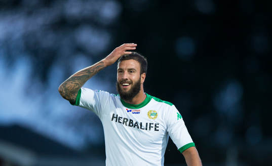 Hammarbys Andreas Haddad i matchen i Superettan mellan