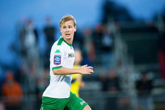 Hammarbys Erik Israelsson i matchen i Superettan mellan