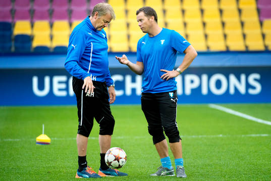 Malmö FFs tränare Åge Hareide och sportchef Daniel