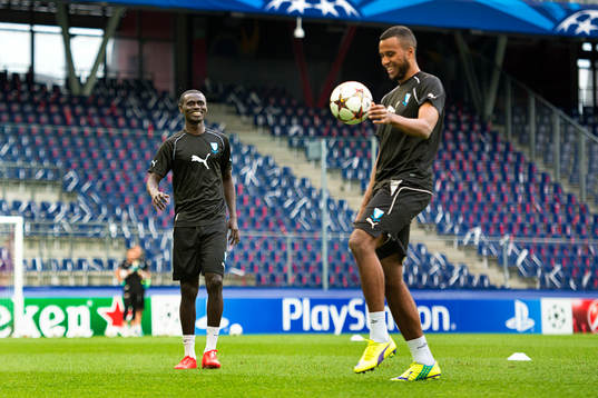 Malmö FFs Enock Kofi Adu och Isaac Kiese Thelin