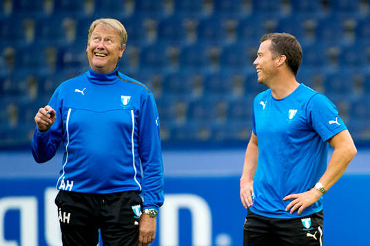 Malmö FFs tränare Åge Hareide och sportchef Daniel