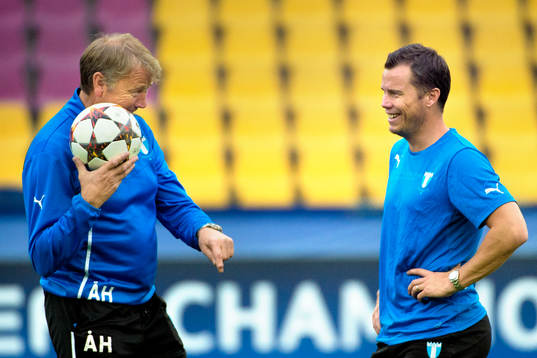 Malmö FFs tränare Åge Hareide och sportchef Daniel