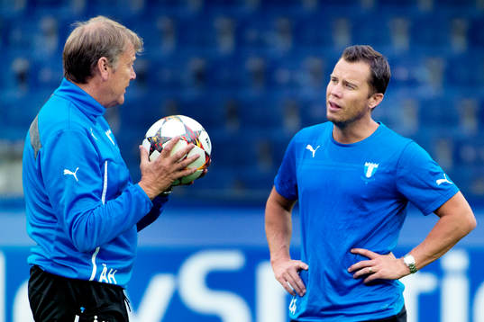 Malmö FFs tränare Åge Hareide och sportchef Daniel