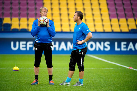Malmö FFs tränare Åge Hareide och sportchef Daniel