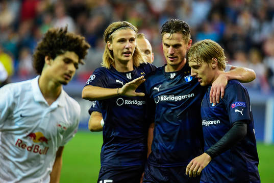 Malmö FFs Pawel Cibicki Markus Rosenberg och Emil Forsberg