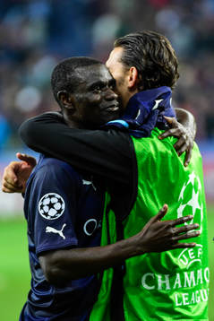 Malmö FFs Enock Kofi Adu och Agon Mehmeti  jublar