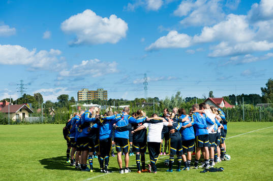 Sveriges spelare och ledare samlade i en ring