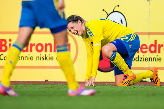 Sveriges Olivia Schough grimaserar