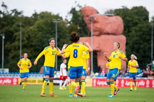 Sveriges spelare jublar