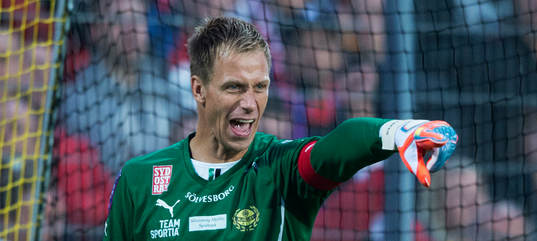 Mjällbys Mattias Asper i matchen i allsvenskan mellan