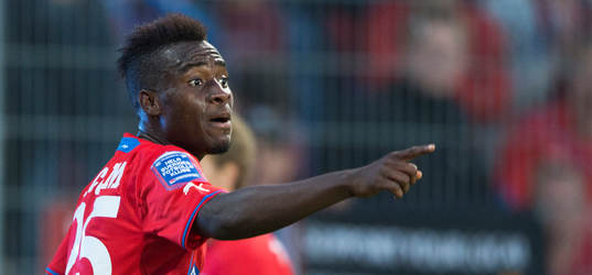 Helsingborgs David Accam i matchen i allsvenskan mellan