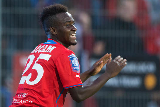 Helsingborgs David Accam i matchen i allsvenskan mellan