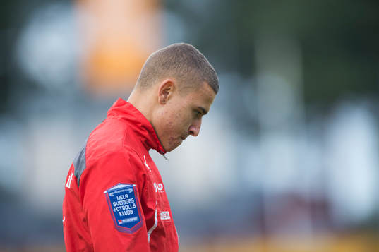 Helsingborgs Jordan Larsson i matchen i allsvenskan mellan