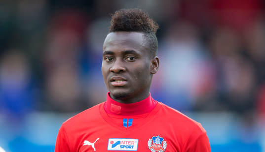Helsingborgs David Accam i matchen i allsvenskan mellan