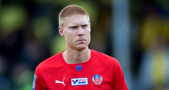 Helsingborgs Markus Holgersson  i matchen i allsvenskan