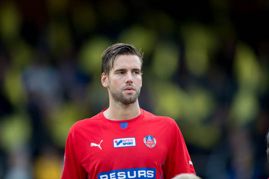 Helsingborgs Mikael Dahlberg i matchen i allsvenskan mellan