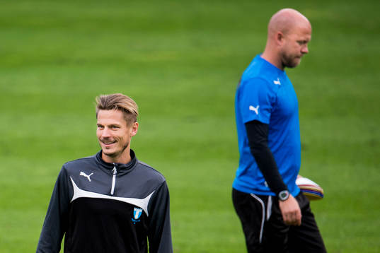 Malmö FFs Markus Rosenberg och assisterande tränare Olof