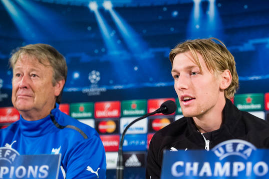 Malmö FFs tränare Åge Hareide och Emil Forsberg
