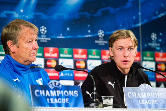 Malmö FFs tränare Åge Hareide och Emil Forsberg