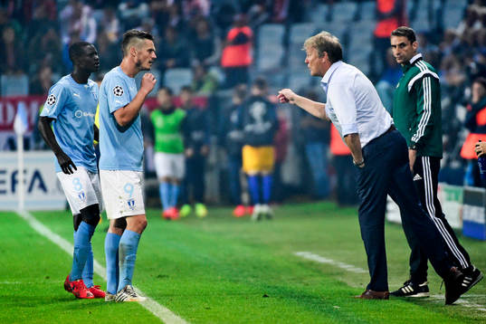 Malmö FFs Enock Kofi Adu och Markus Rosenberg får