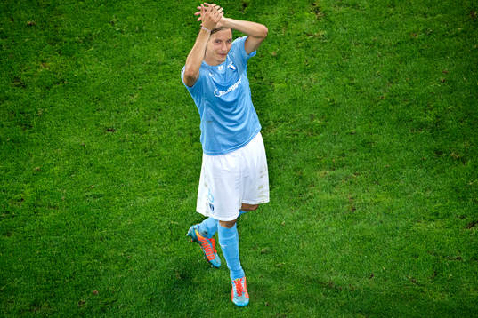 Malmö FFs Markus Halsti tackar publiken