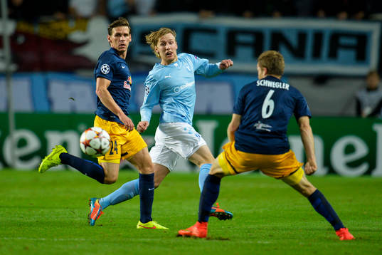 Malmö FFs Emil Forsberg och Salzburgs Christoph Leitgeb